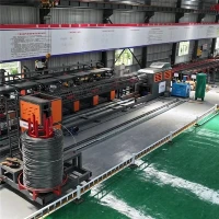 How does the pile cage welding machine control the welding current and voltage?